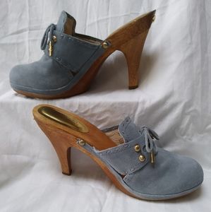 Blue suede Michael Kors clogs/mules